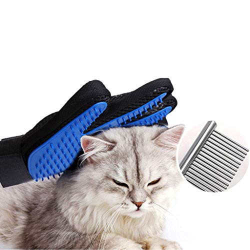 Detazhi Estética for Perros Guante removedor del Cepillo de Pelo del Gato for los Perros deShedding Guantes Herramientas Cinco Dedos de Goma de Masaje (Color: Negro) (Color : Black)