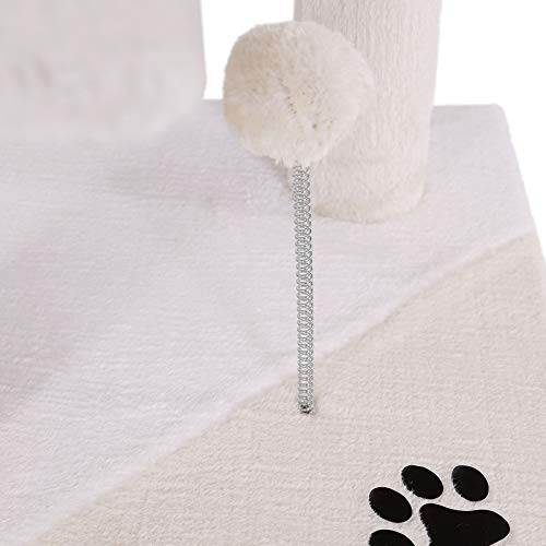 Dibea Centro de Actividades para Gatos, con Poste rascador de 112 cm, Color Beis/Blanco