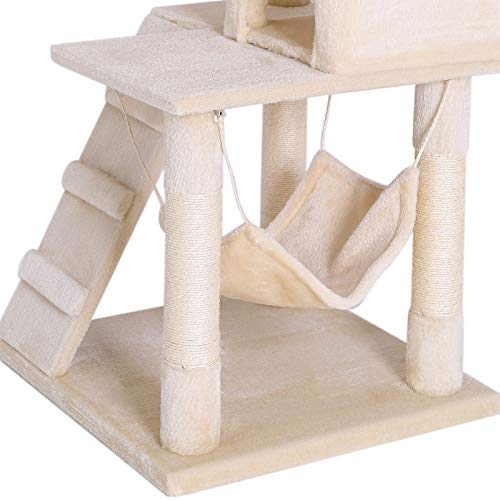 Dibea KB00350 Rascador para Gatos, 133 Cm, Árbol Escalador Arañar Juguete Beige