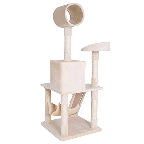 Dibea KB00350 Rascador para Gatos, 133 Cm, Árbol Escalador Arañar Juguete Beige