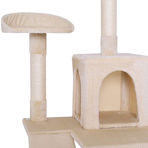 Dibea KB00350 Rascador para Gatos, 133 Cm, Árbol Escalador Arañar Juguete Beige