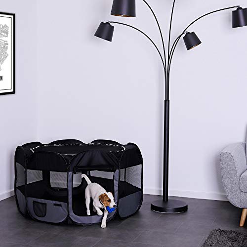 Dibea Pp00256 - Parque para Cachorros y Perros, Plegable, para Interior y Exterior, Color Negro y Gris