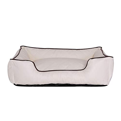 dibea Premium Dog bed DB00171, Cama para perros, en imitación de piel, Beige, M (80 x 55 cm)