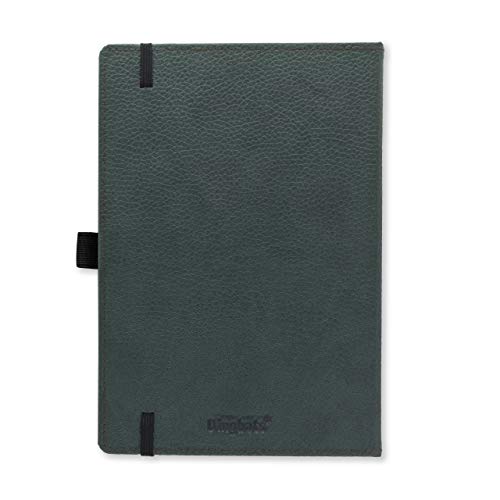 Dingbats Wildlife A5+ Cuaderno Notebook PU Cuero, Papel 100gsm Crema MicroPerforado, Bolsillo Interior, Cierre Elástico, Titular de la Pluma, Marcador (De Puntos, Ciervo Verde)