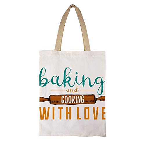 DKISEE Rodillo o cocina cosas para menú, bolsa de lona, bolsa de comestibles, ecológica, informal, reutilizable, bolsa de compras, bolso de mano, bolso de hombro para mujeres y niñas, regalo para ella