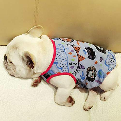 DOGCATMM Perro De Dibujos Animados Chaleco Estampado De León Mascotas Perros Ropa Verano Cachorro Traje De Perro Pug Bulldog Francés Ropa para Perros Pequeños Medianos Camisa