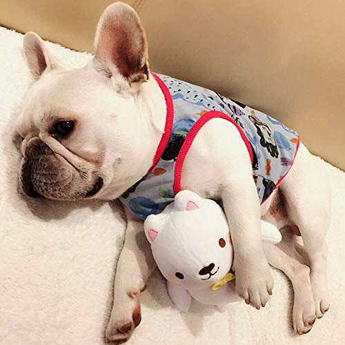 DOGCATMM Perro De Dibujos Animados Chaleco Estampado De León Mascotas Perros Ropa Verano Cachorro Traje De Perro Pug Bulldog Francés Ropa para Perros Pequeños Medianos Camisa