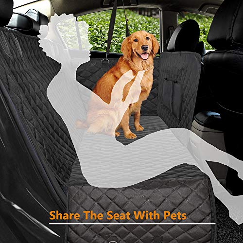 DOGKLDSF Dog Car Seat Cover 100% Waterproof Dog Seat Cover with Side Flaps Pet Seat Cover for Back Seat Black Carrier Hammock Convertible,Black,X,Large(162x153cm)