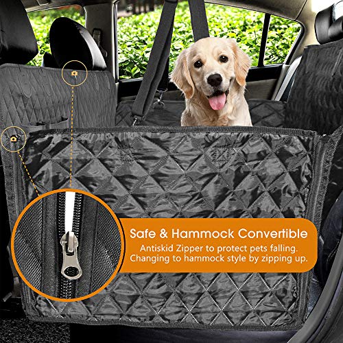 DOGKLDSF Dog Car Seat Cover 100% Waterproof Dog Seat Cover with Side Flaps Pet Seat Cover for Back Seat Black Carrier Hammock Convertible,Black,X,Large(162x153cm)