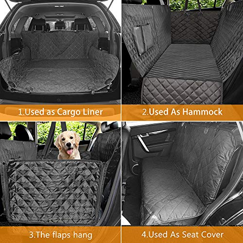 DOGKLDSF Dog Car Seat Cover 100% Waterproof Dog Seat Cover with Side Flaps Pet Seat Cover for Back Seat Black Carrier Hammock Convertible,Black,X,Large(162x153cm)