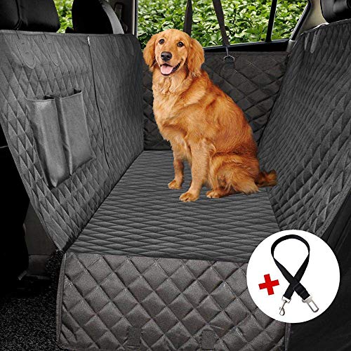 DOGKLDSF Dog Car Seat Cover Waterproof Dog Car Hammock Pet Dog Carrier Car Back Seat Mat Cushion Protector with Zipper and Pocket,Back Seat Cover,Standard (152x143cm)