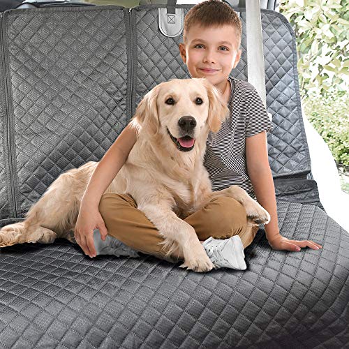 DOGKLDSF with Zipper Anti Scratch Pet Carrier Fixed Pet Supplies Protective Non Slip For Dog Car Mat Car Waterproof Dog Seat Cover,Black,143x128cm