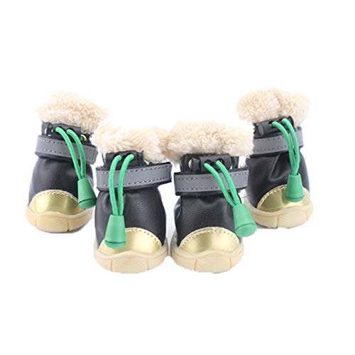 Donad Zapatos para Perros de Invierno para Invierno Correa de Reflejo Ajustable Impermeable Cálido Protector Antideslizante para Patas Calcetines para Perros Zapatillas de Deporte