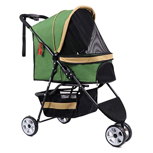 DSHUJC Carrito de Viaje para Mascotas Carrito Plegable para Perros Gato Trolley Puppy Jogger Buggy Carrier para Perros Peso máximo 20 kg con portavasos Cesta de Almacenamiento