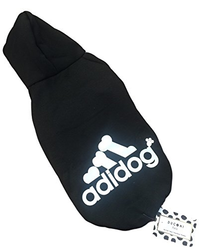 Ducomi Adidog - Sudadera con Capucha para Perros en Algodón Suave - Costuras Resistentes - Disponibles de XS a 8XL - Se envía Desde España (L, Negro)