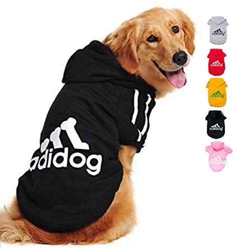 Ducomi Adidog - Sudadera con Capucha para Perros en Algodón Suave - Costuras Resistentes - Disponibles de XS a 8XL - Se envía Desde España (L, Negro)