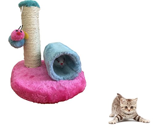 Ducomi® - Tom - Rascador de sisal natural para gatos con columna y abeja de peluche, 24 cm de altura