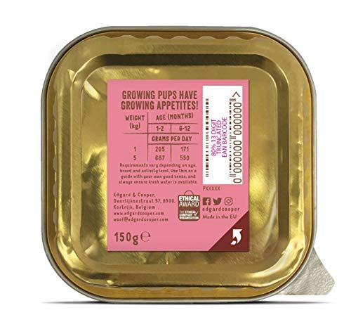 Edgard & Cooper Comida humeda Perros Cachorros sin Cereales, Natural con Pato y Pollo de Granja, con prebióticos para una digestión Saludable. Carne 100% Fresca en paté. Pack de 11x150gr