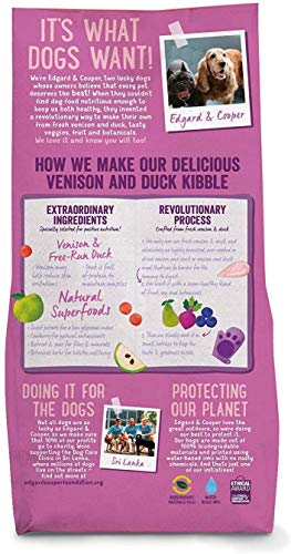 Edgard & Cooper pienso para Perros Adultos sin Cereales, Natural con Venado y Pato Frescos, 7kg. Comida Premium balanceada sin harinas de Carne ni Carnes sobreprocesadas, cocinada a Baja Temperatura