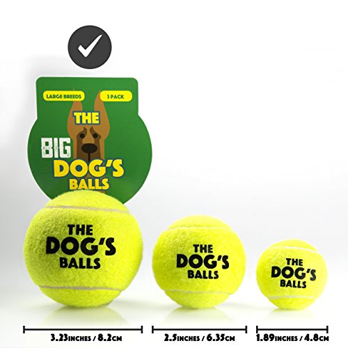 El gran perro de bolas, 3 pelotas de tenis de perro (tamaño grande, Premium perro juguete pelota para perro Fetch & Play, perros grandes bolas, demasiado grande para Chuckit lanzadores, el King Kong de perro bolas