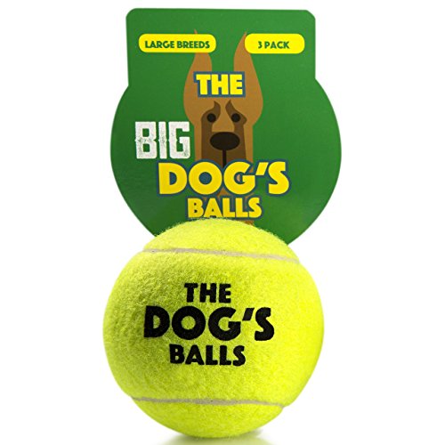 El gran perro de bolas, 3 pelotas de tenis de perro (tamaño grande, Premium perro juguete pelota para perro Fetch & Play, perros grandes bolas, demasiado grande para Chuckit lanzadores, el King Kong de perro bolas