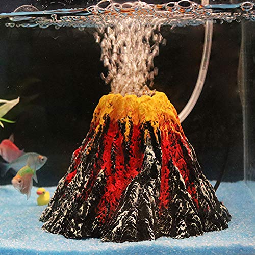 Elegante Adorno para Acuario con Forma de volcán y Piedra de Burbuja de Aire, decoración de Acuario bajo el Agua, Paisaje en Miniatura, decoración de Tanque de Peces