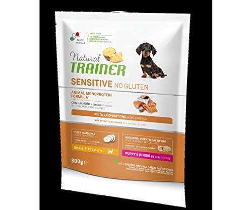 Entrenador Natural de Gluten Sensible Así PuppyJun Mini 800 gramos de salmón, el Entrenador, la Alimentación de 1,5 kg, Perros