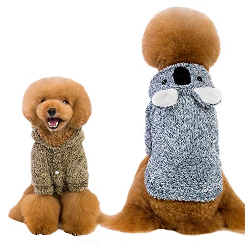 ERCZYO Otoño e Invierno Nueva Ropa for Mascotas Color sólido Coral Terciopelo Ropa for Perros piernas Engrosamiento Oso Perezoso Ropa for Perros de Peluche (Color : Black, Size : S)