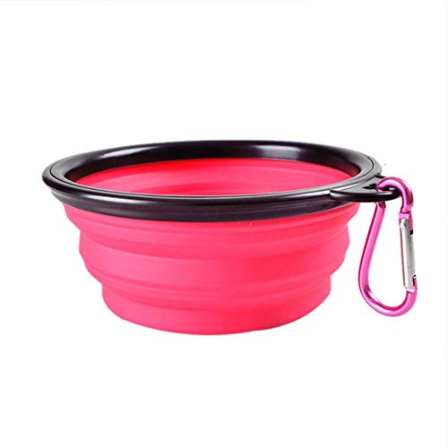 ERTY Travel Plegable Silicona Mascotas Tazón Alimentación Alimentación de Agua BPA Plato de Taza Plegable Gratis para Perros, Rojo, UN TAMAÑO