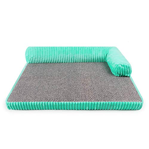 Estera de la cama del animal doméstico asientos de mimbre amortiguador del verano del verano del gato de la perrera almohadas de espuma lavable cama sofá de vuelta mascota,Haciendo doble - Caqui,S ...