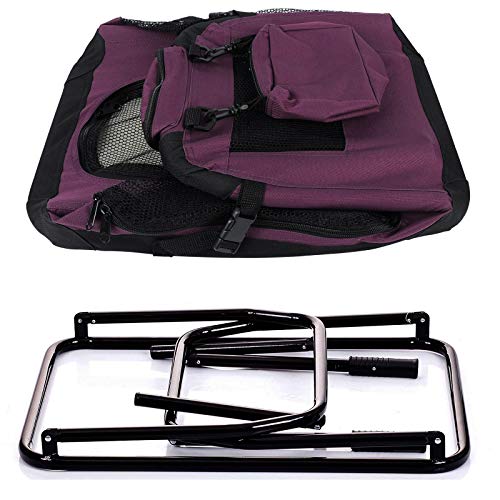 EUGAD Bolsa de Transporte para Mascotas Transportín de Mascotas Perros Gato Plegable para Coche Viaje Avion con Cojín Acolchada, XL/81,3x58,4x58,4 cm Violeta 0126HT