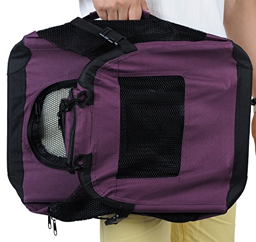 EUGAD Bolsa de Transporte para Mascotas Transportín de Mascotas Perros Gato Plegable para Coche Viaje Avion con Cojín Acolchada, XL/81,3x58,4x58,4 cm Violeta 0126HT