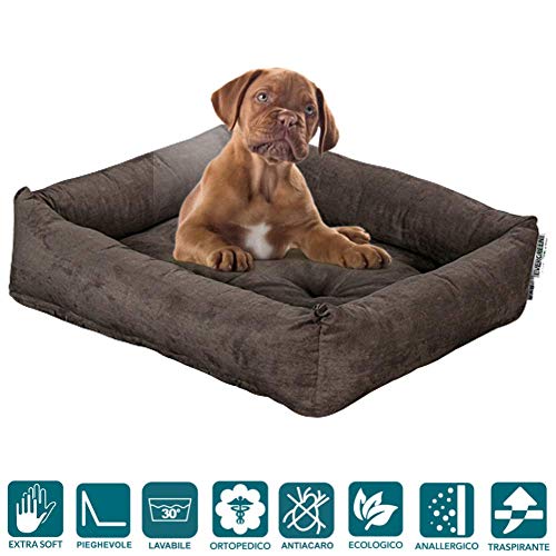 Evergreenweb Cama para Perro, Gris 65x85 Sofá para Perro, Alfombrilla para Perro, Cesta para Perro, Acogedora Cama para Mascotas en la Habitación Borde Elevado, con Suave cojín Desmontable - Rex