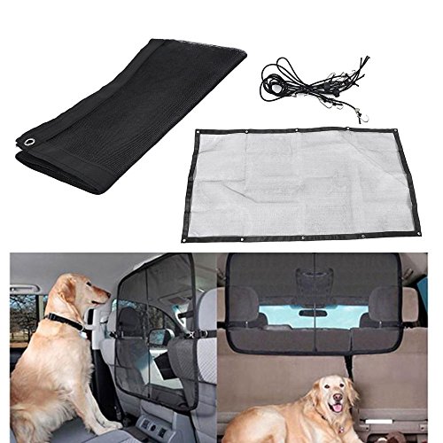 Exblue Barrera de Red para Coche de Mascotas, Barrera de Malla de Aislamiento de Viaje para Perros de Seguridad para Mascotas Camión de Coche Camión Van Asiento Trasero Red Universal