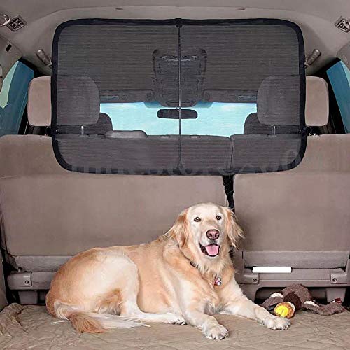 Exblue Barrera de Red para Coche de Mascotas, Barrera de Malla de Aislamiento de Viaje para Perros de Seguridad para Mascotas Camión de Coche Camión Van Asiento Trasero Red Universal