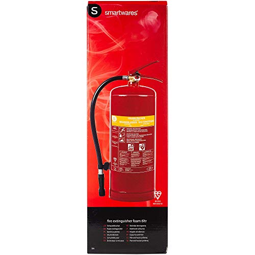 Extintor de incendios Smartwares SB6NL – Espuma– 6 kg – Clase incendio AB – Incluye soporte de montaje