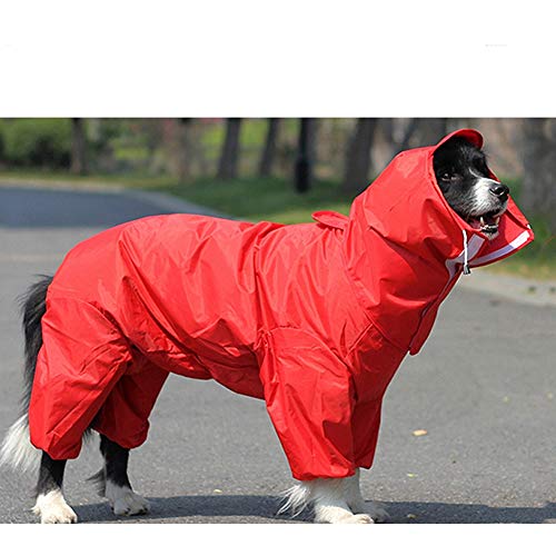 Fad-J Impermeable para Perros con Todo Incluido Vientre Gran Perro Jinmaosamo Mascota De Una Sola Pieza con Cuatro Patas,Red,XXXL