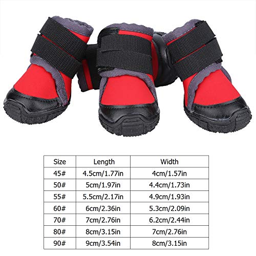 Fdit Socialme-EU 4Piezas de Moda para Mascotas Cachorro Zapatos Perro Grande Antideslizante Deportes Botas de Escalada (50#-Rojo)