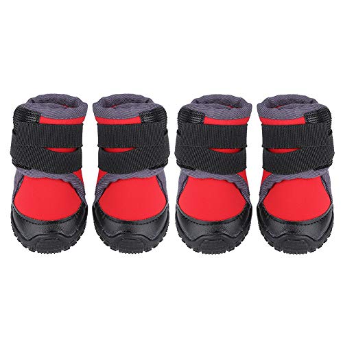 Fdit Socialme-EU 4Piezas de Moda para Mascotas Cachorro Zapatos Perro Grande Antideslizante Deportes Botas de Escalada (50#-Rojo)