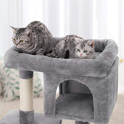 FEANDREA Árbol para Gatos, Rascador para Gatos, Columnas Recubiertas de Sisal para Gatos, Gris Claro PCT61W