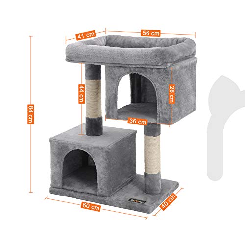 FEANDREA Árbol para Gatos, Rascador para Gatos, Columnas Recubiertas de Sisal para Gatos, Gris Claro PCT61W