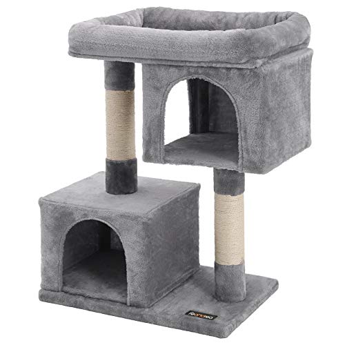 FEANDREA Árbol para Gatos, Rascador para Gatos, Columnas Recubiertas de Sisal para Gatos, Gris Claro PCT61W