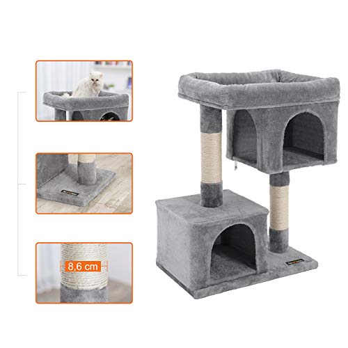 FEANDREA Árbol para Gatos, Rascador para Gatos, Columnas Recubiertas de Sisal para Gatos, Gris Claro PCT61W