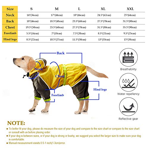 Feidaeu Impermeable para Mascotas Impermeable Impermeable Chaqueta de Seguridad Monos Poncho Ropa para Perros pequeños, medianos, Grandes