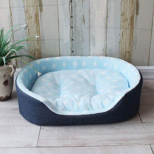 FENGJIAREN Cama para Mascotas,La Moda Light Blue Pet Kennel House Cálido Suave Y Confortable Cama Gran Perro Gato Mat Cojín Sofá Sofá De Peluche del Perrito,75Cmx60Cmx19Cm.