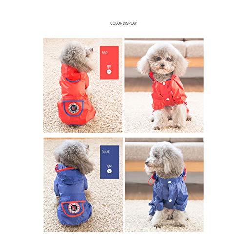 Fengkuo Impermeable para Perros Ropa para Perros Perro pequeño Perro Mediano Granada Impermeable Rojo Muelle Azul S/M (Color : Dock Blue, Size : S)