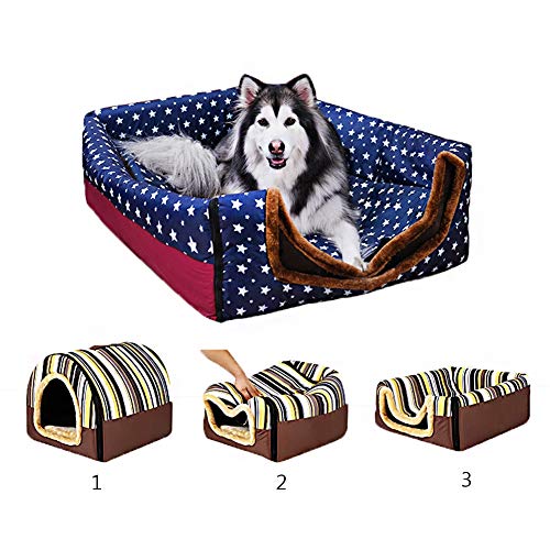 Fengzhe 2-en-1 casa del Animal doméstico y portátil Sofá Antideslizante de paño Grueso y Suave de la Cama Lavable Desmontable Casetas para Perros de la Perrera extraíble cómodo, 7 Tamaño,A,S