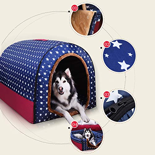 Fengzhe 2-en-1 casa del Animal doméstico y portátil Sofá Antideslizante de paño Grueso y Suave de la Cama Lavable Desmontable Casetas para Perros de la Perrera extraíble cómodo, 7 Tamaño,A,S