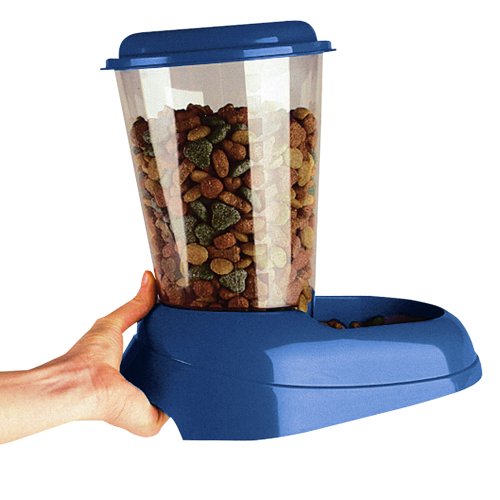 Ferplast Dispensador de comida seca o croquetas para perros y gatos 3 litros ZENITH, Depósito transparente con tapa, Base antideslizante, 20,2 x 29,2 x h 28,8 cm Azul marino