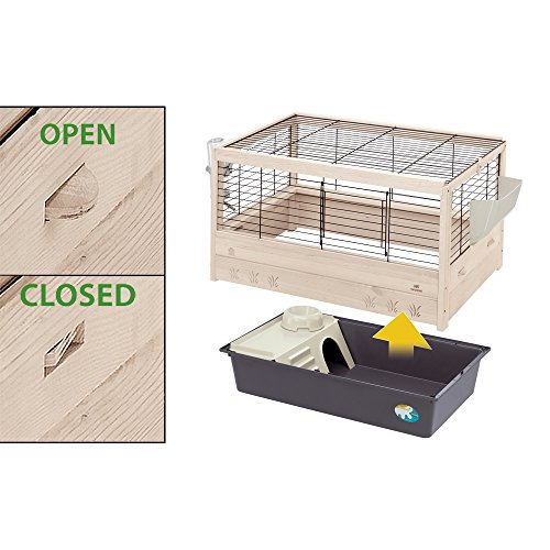 Ferplast Jaula de Madera para Conejos Arena 100, Conejillos de Indias, para pequeños Animales, Conejera con Accesorios incluidos, 100 x 62,5 x h 51 cm Negro